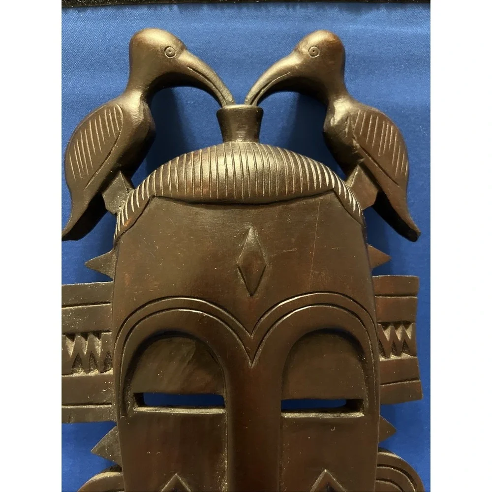 Vtg Hand Carved African Tribal Senufo Kpelie Mask Wood 16x7